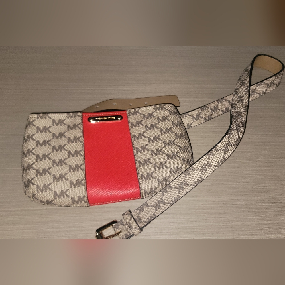 Michael Kors MK Logo Belt Bag - Red & Beige